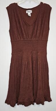 Max Studio Specialty Products Womens Brown V-neck A-line Knit Dress-Size Medium